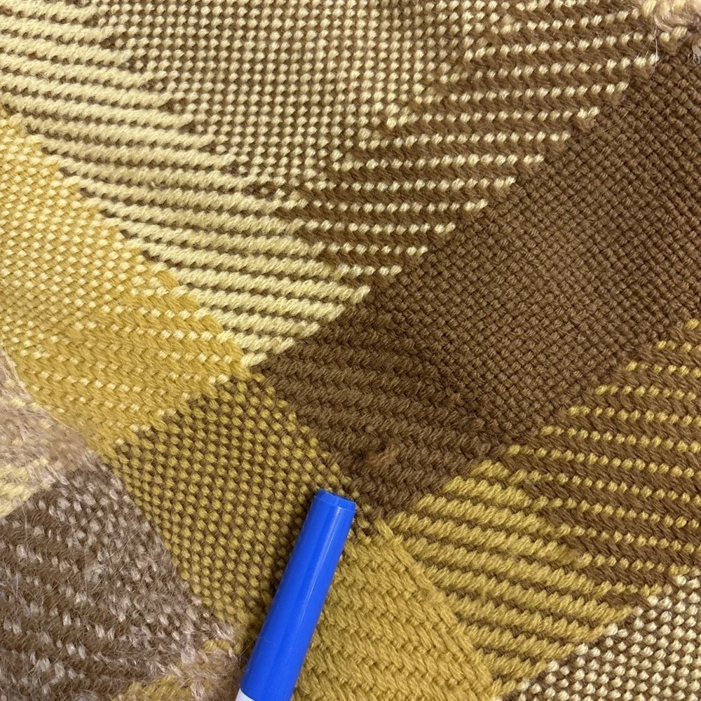 VTG 1970s Harvest Gold & Brown 47 X 68 Churchill Hand Woven Throw Blanket USA